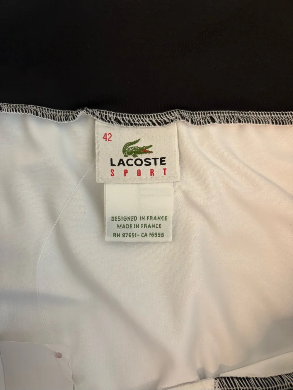 Lacoste White Pleated Tennis Skirt with Black Waist Panel - Picture 5 of 8